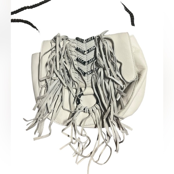 ✅Sam Edelman Donna Crossbody White Leather Tassle Purse Bag - Picture 5 of 9